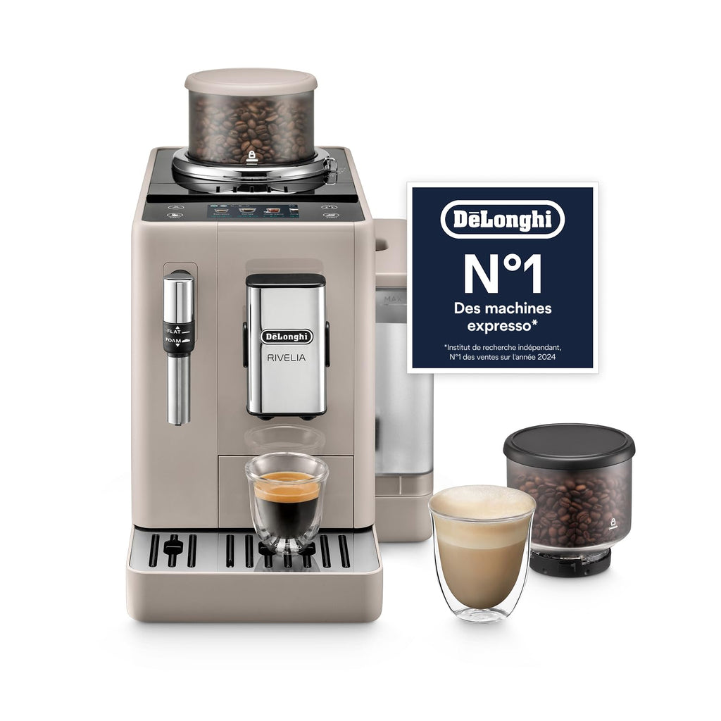 CaffeMatic Rivelia - Perfetto Machine à Café Automatique, Mousseur à Lait Classique, Beige