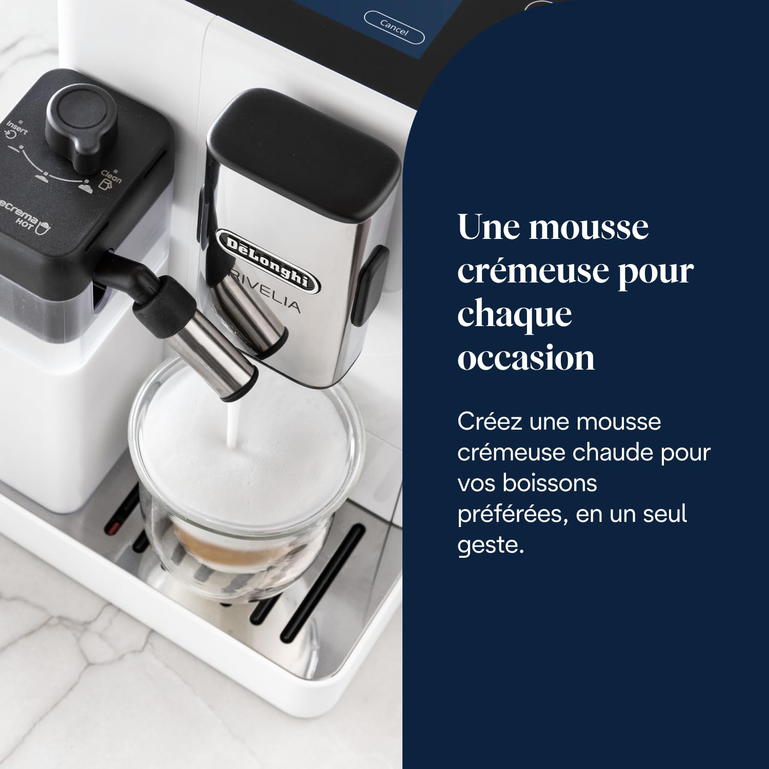 CaffeMatic Rivelia - Perfetto Machine à Café Automatique avec LatteCrema Mousseur, Blanc