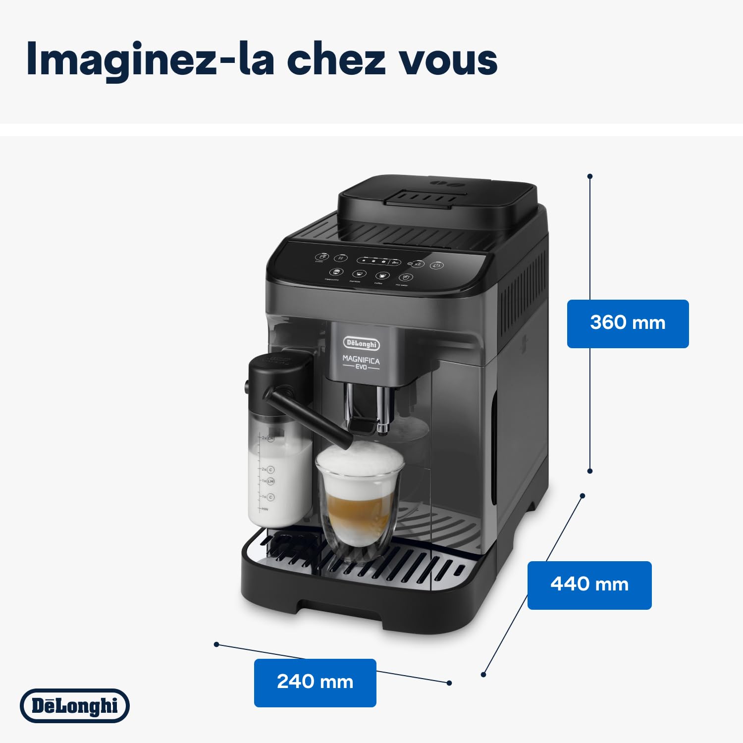 CaffeMatic Magnifica Evo - Perfetto Machine à Café Automatique avec LatteCrema Mousseur à Lait Automatique