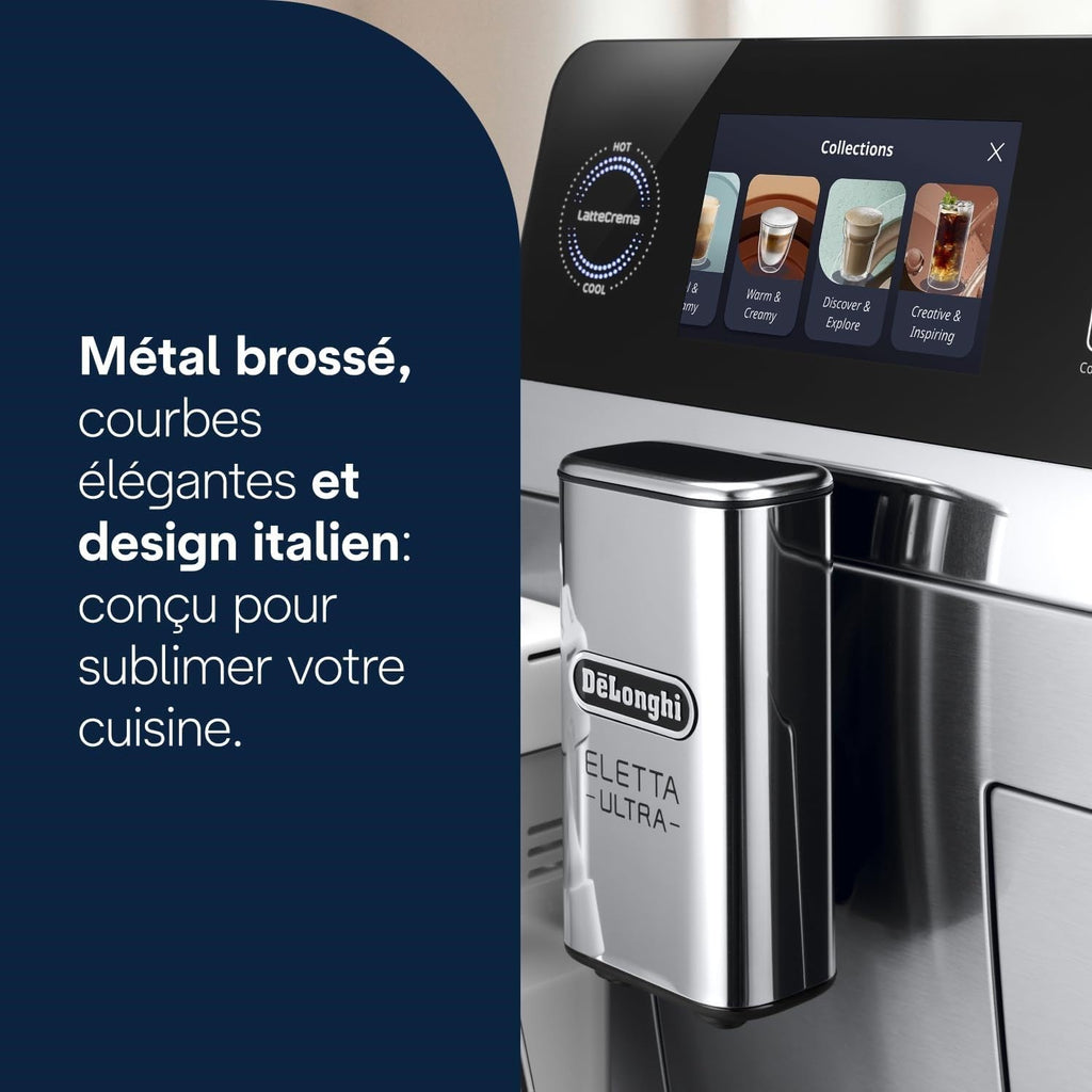 CaffeMatic Eletta Ultra - Perfetto Machine à Café Automatique, LatteCrema Mousseur à Lait Automatique, Métal