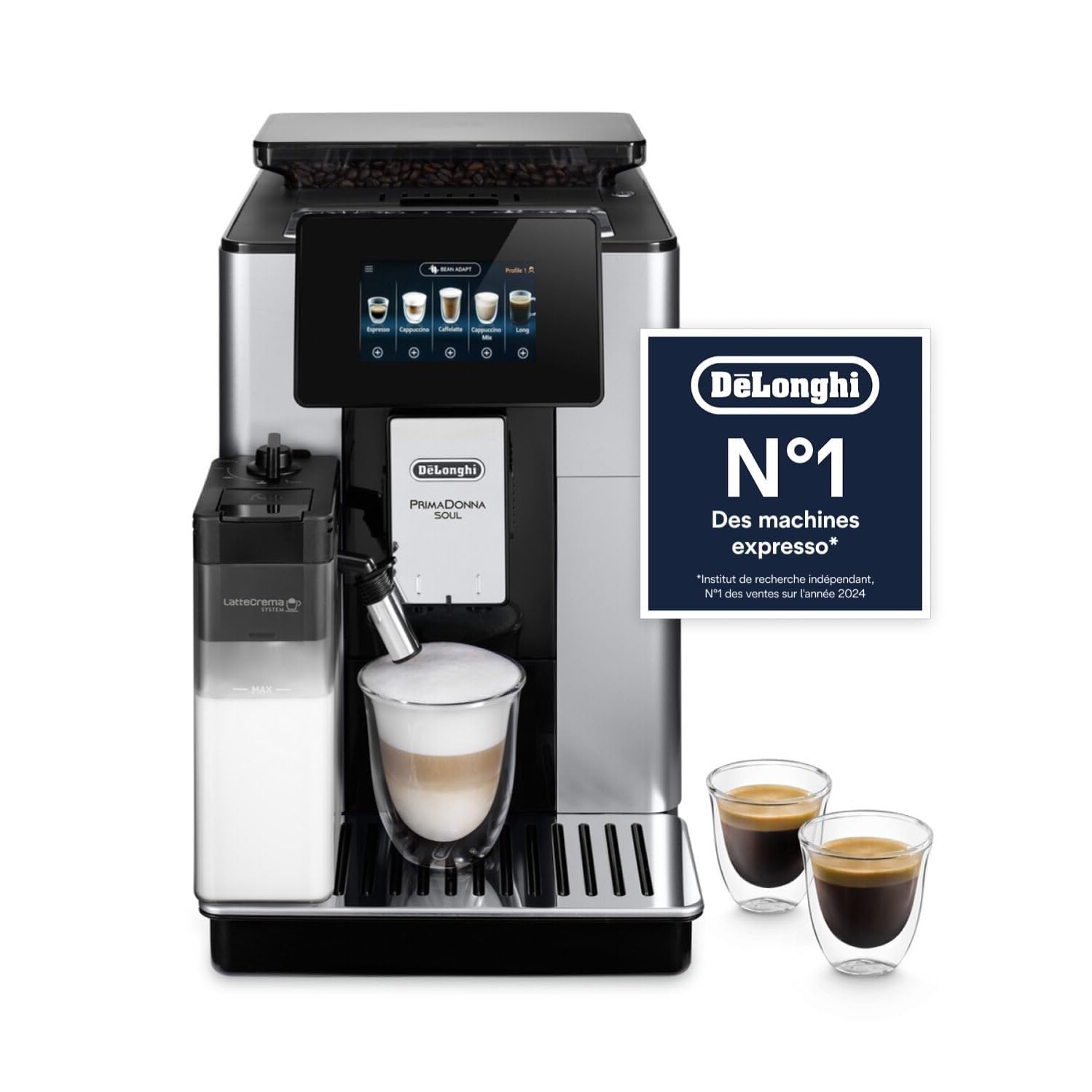 CaffeMatic PrimaDonna Soul - Perfetto Machine à Café Automatique, Argent et Noir