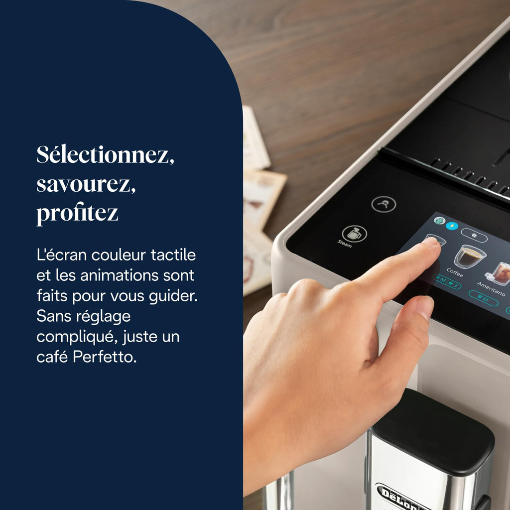 CaffeMatic Rivelia - Perfetto Machine à Café Automatique, Mousseur à Lait Classique, Beige
