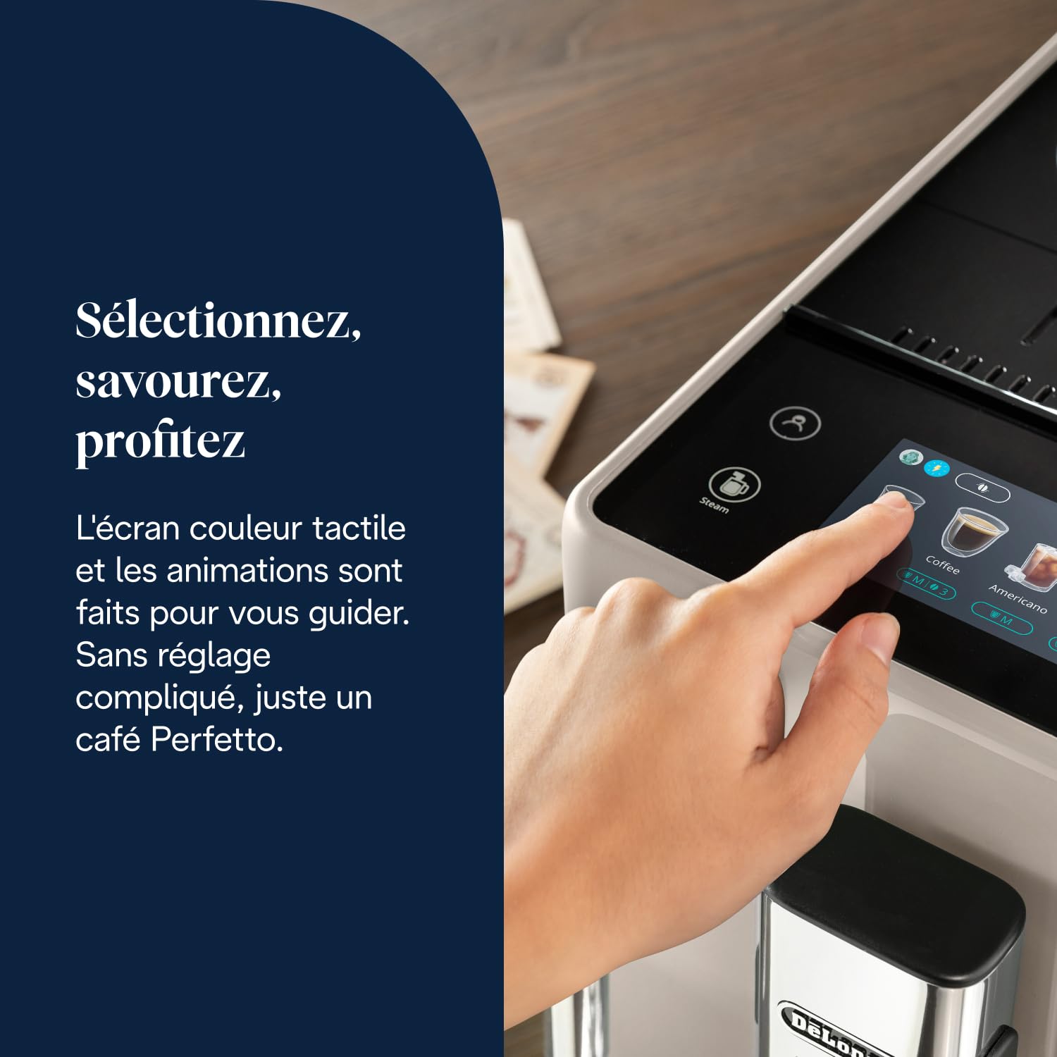 CaffeMatic Rivelia - Perfetto Machine à Café Automatique, Mousseur à Lait Classique, Beige