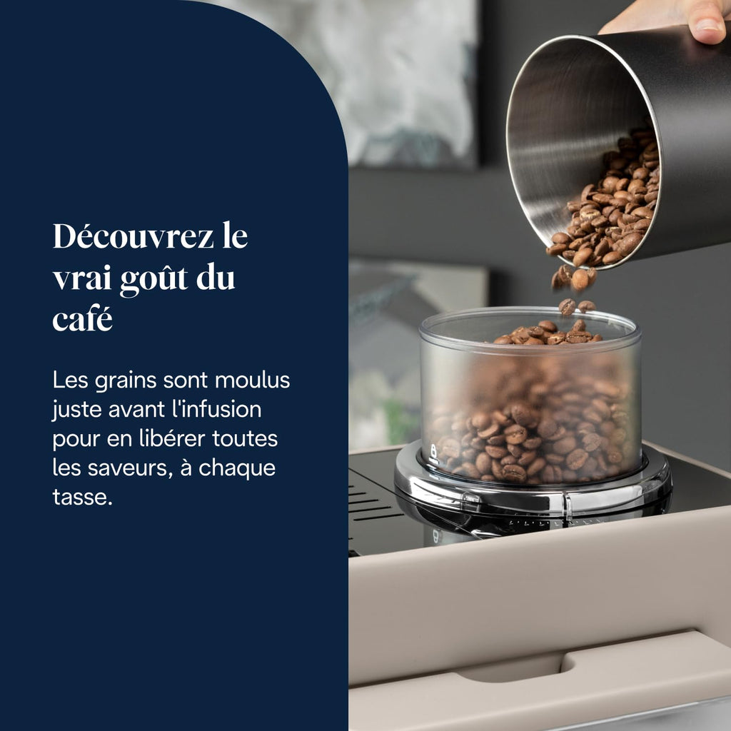 CaffeMatic Rivelia - Perfetto Machine à Café Automatique, Mousseur à Lait Classique, Beige