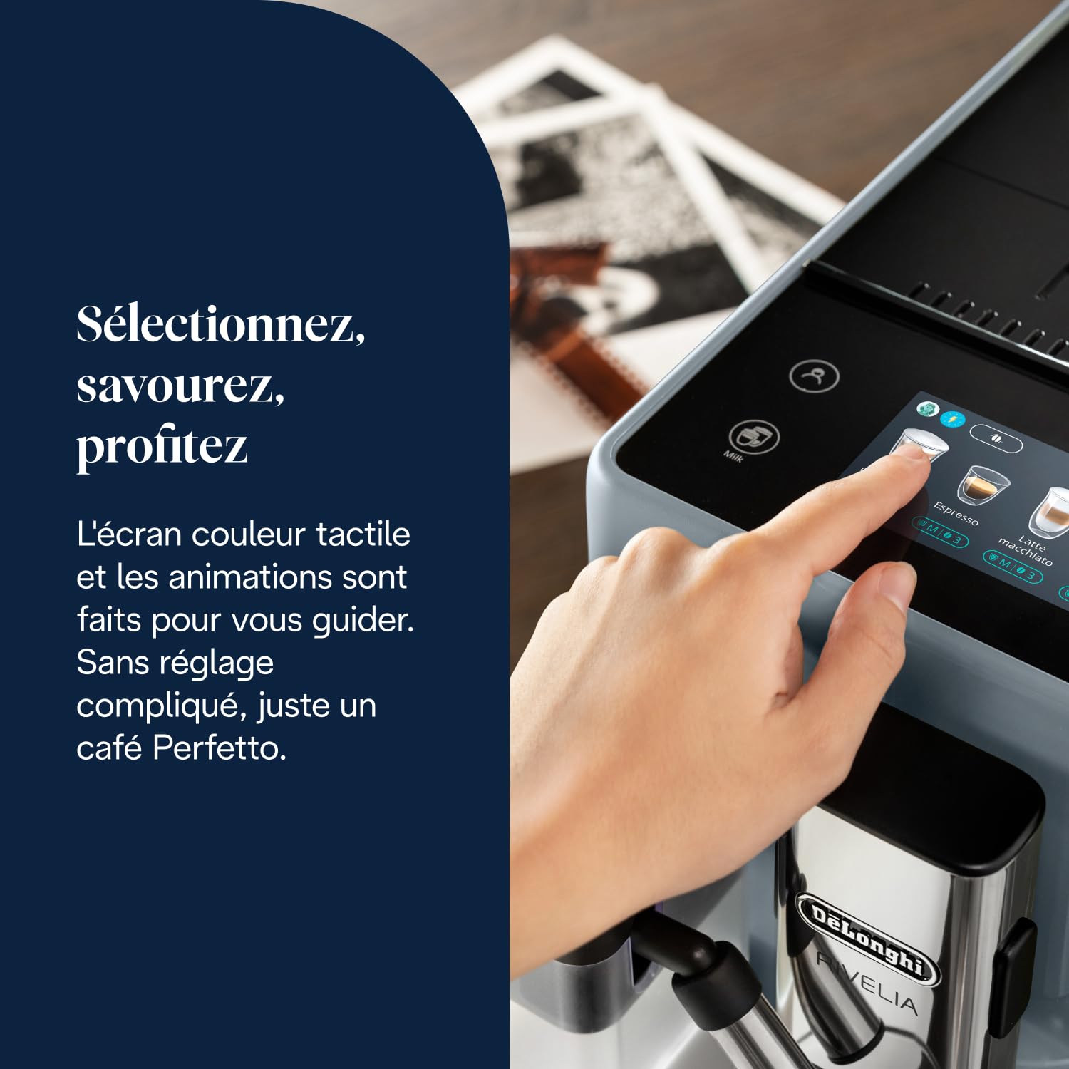 CaffeMatic Rivelia - Perfetto Machine à Café Automatique , Écran Tactile, Gris