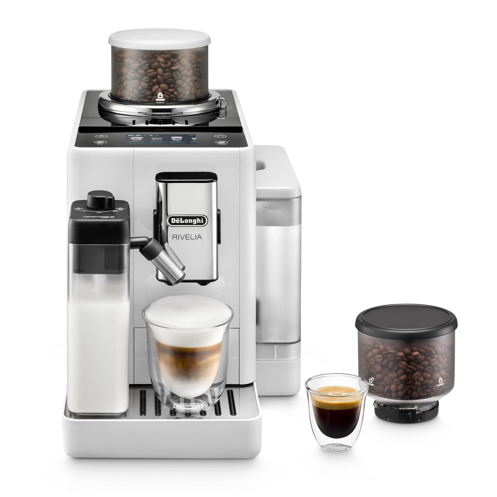 CaffeMatic Rivelia - Perfetto Machine à Café Automatique avec LatteCrema Mousseur, Blanc