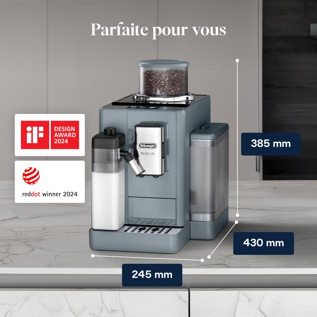 CaffeMatic Rivelia - Perfetto Machine à Café Automatique , Écran Tactile, Gris