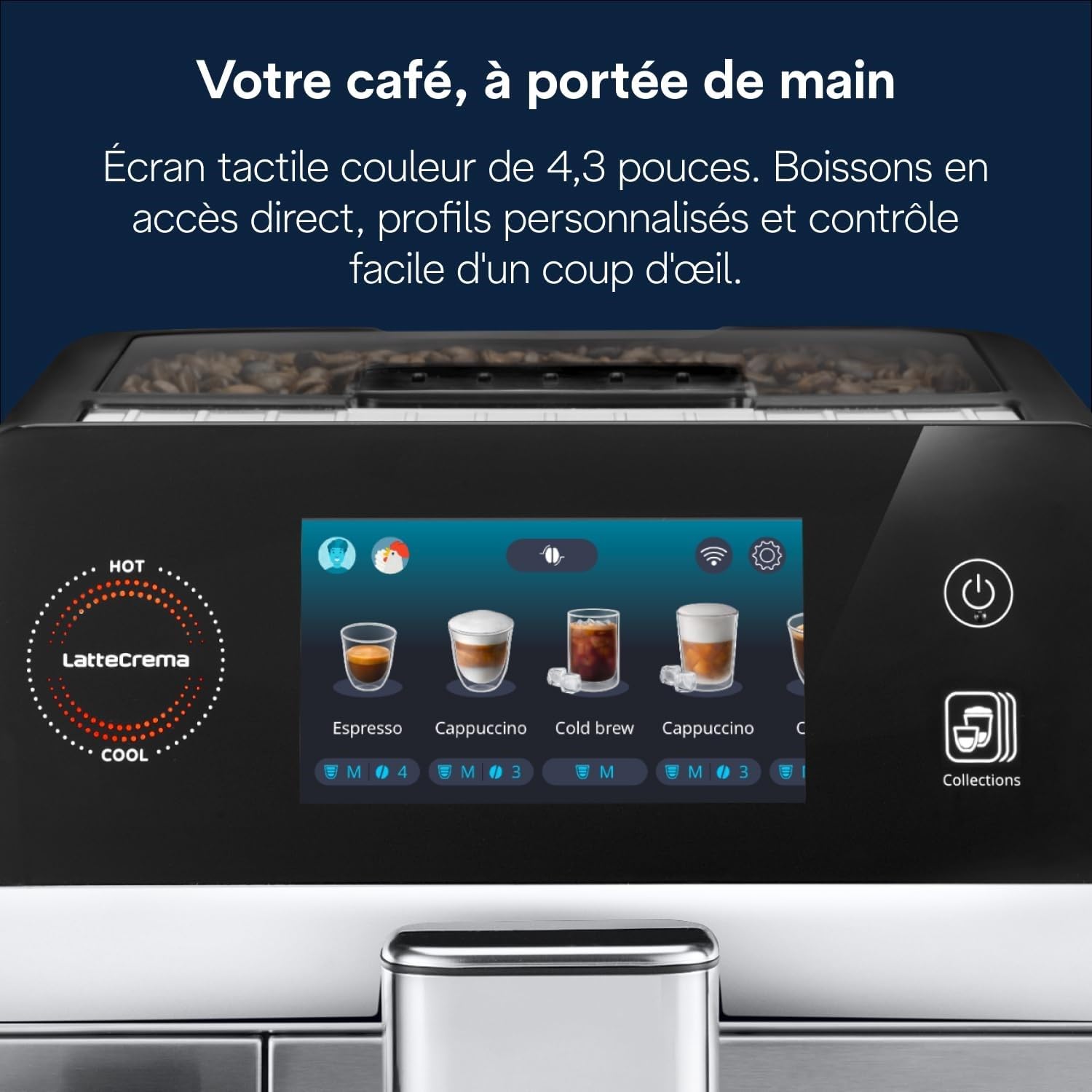 CaffeMatic Eletta Ultra - Perfetto Machine à Café Automatique, LatteCrema Mousseur à Lait Automatique, Métal