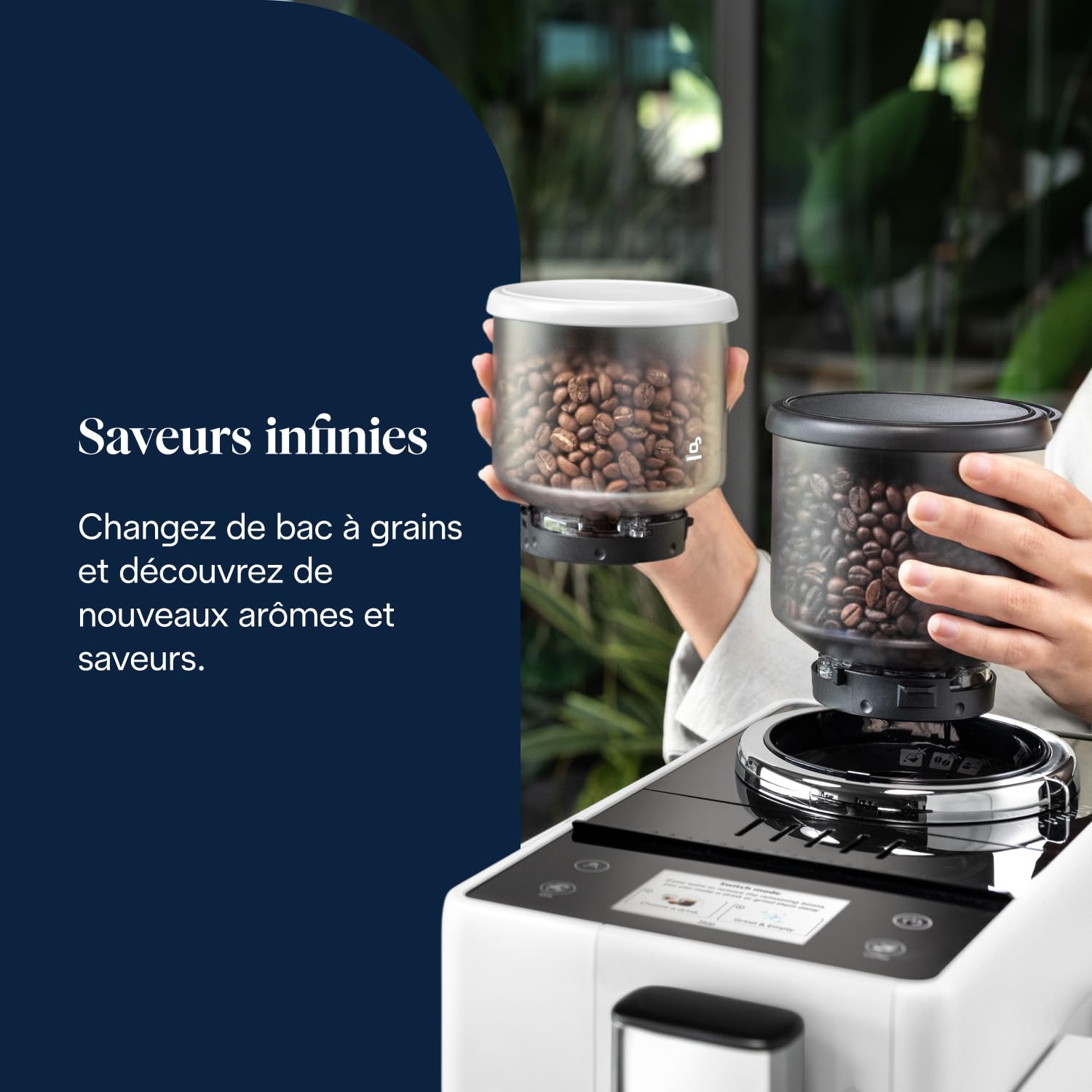 CaffeMatic Rivelia - Perfetto Machine à Café Automatique avec LatteCrema Mousseur, Blanc