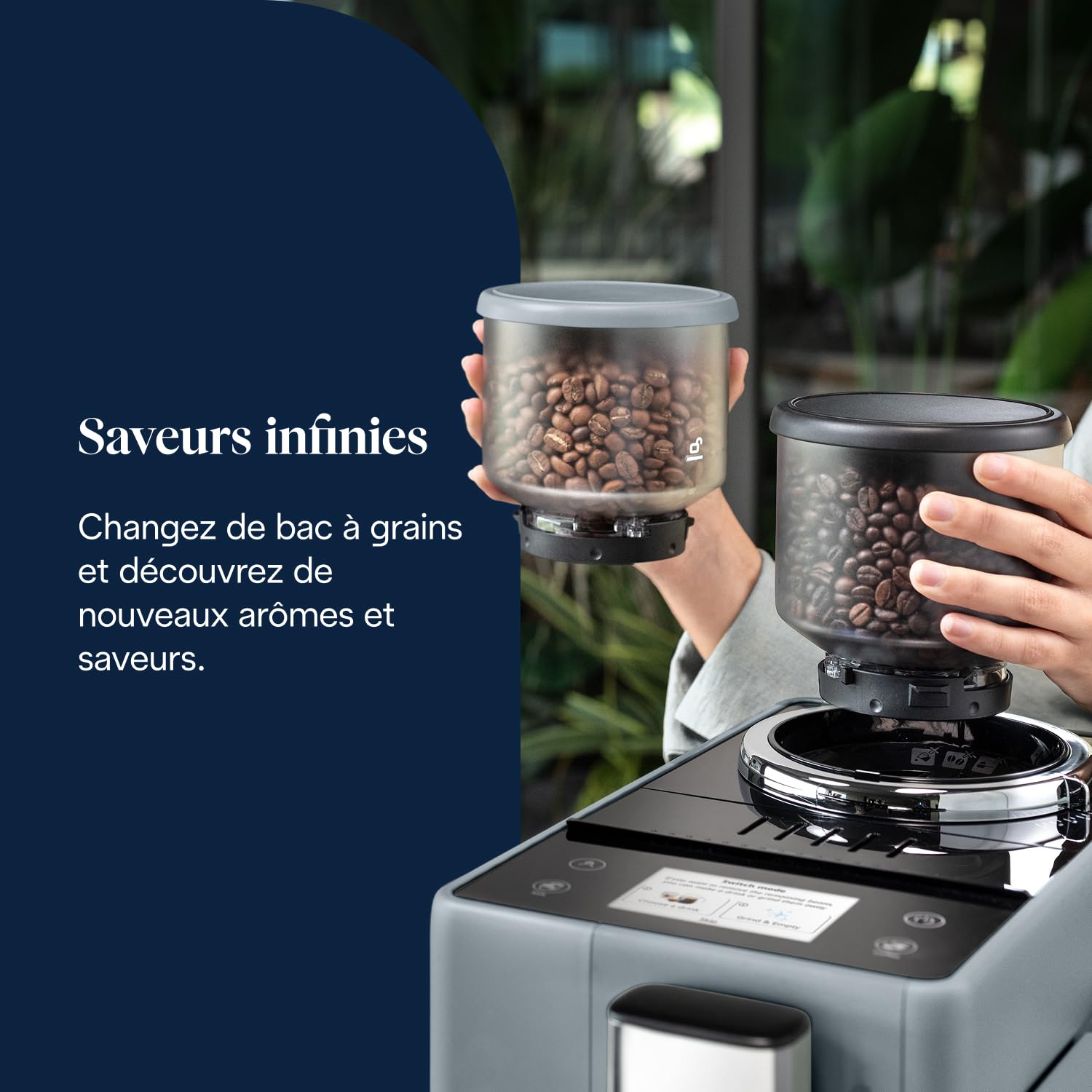 CaffeMatic Rivelia - Perfetto Machine à Café Automatique , Écran Tactile, Gris