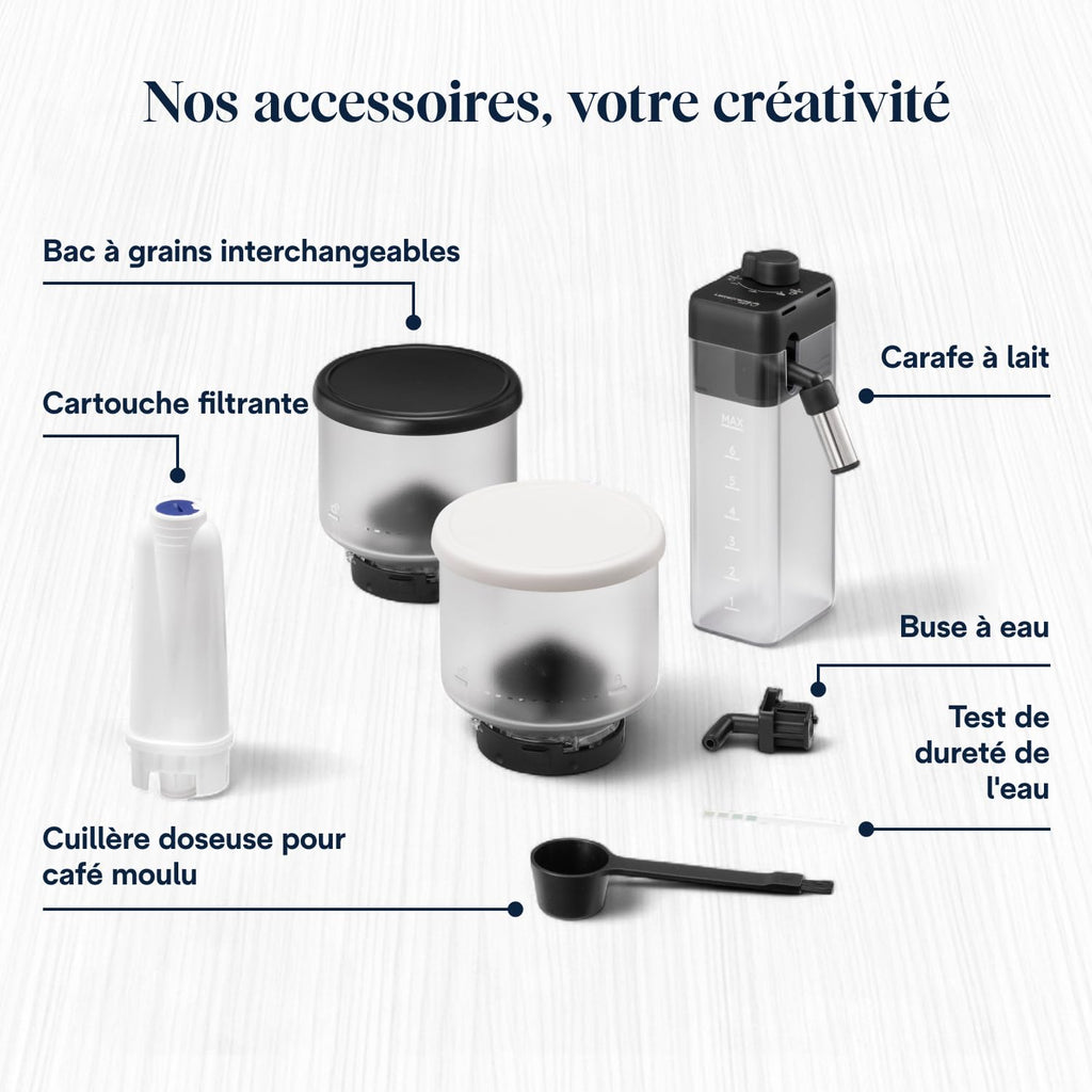 CaffeMatic Rivelia - Perfetto Machine à Café Automatique avec LatteCrema Mousseur, Blanc