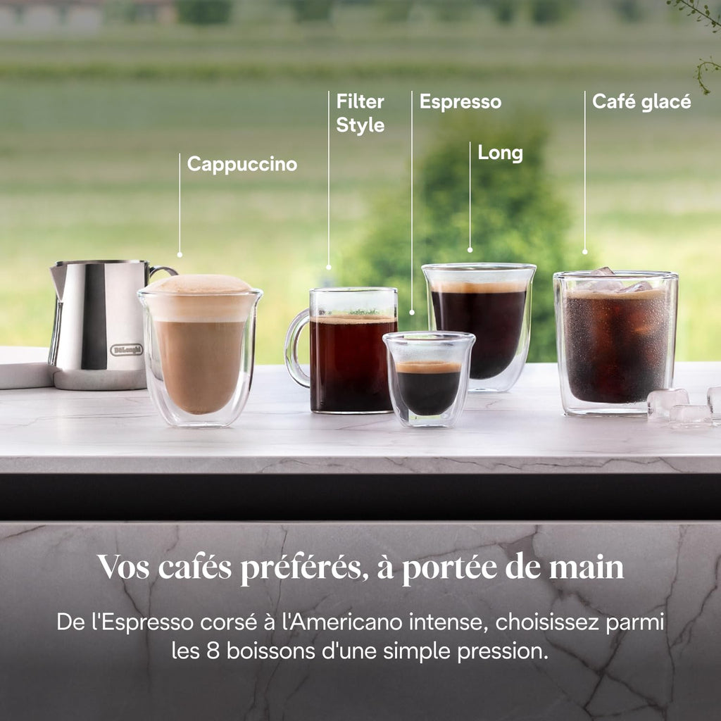 CaffeMatic Rivelia - Perfetto Machine à Café Automatique, Mousseur à Lait Classique, Beige