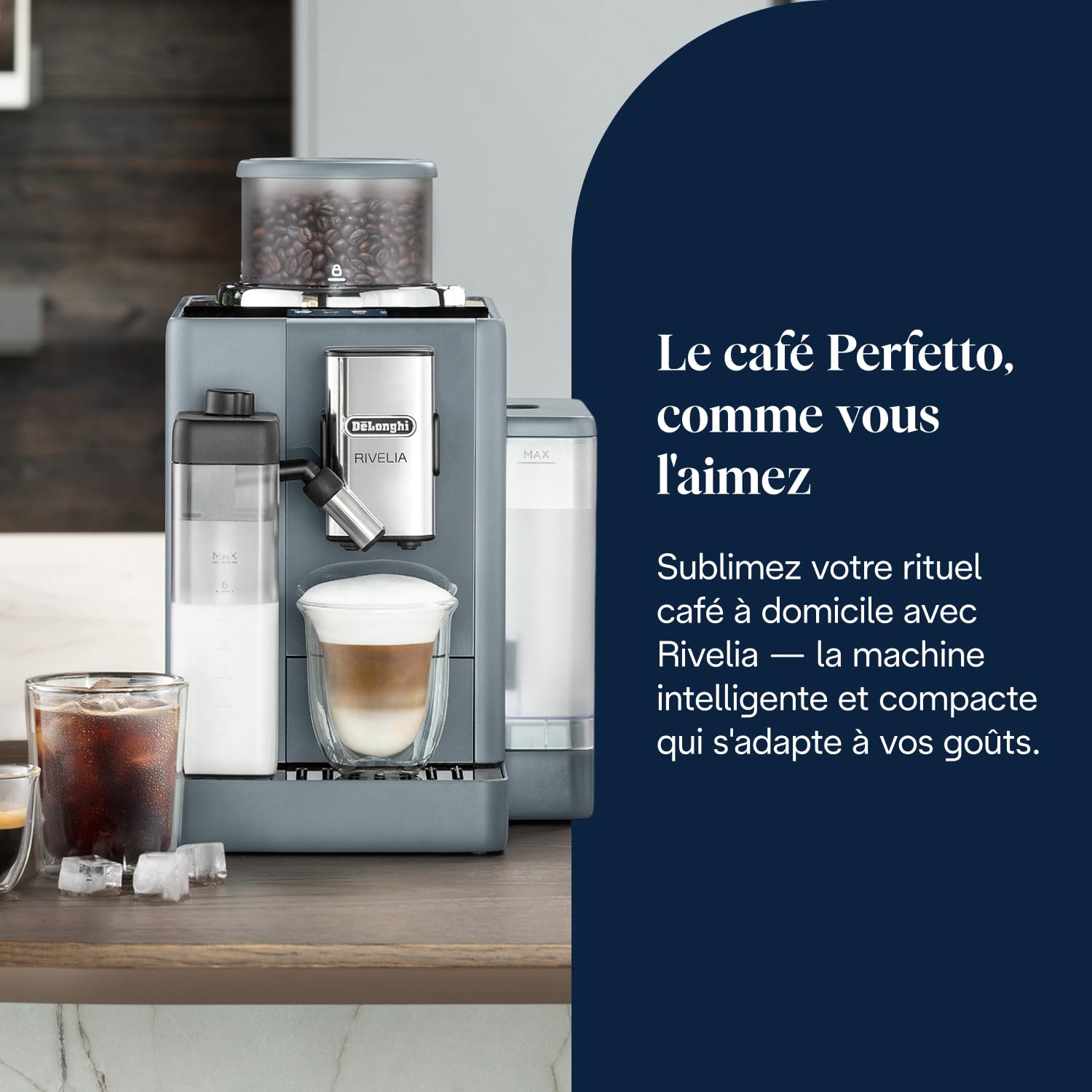 CaffeMatic Rivelia - Perfetto Machine à Café Automatique , Écran Tactile, Gris