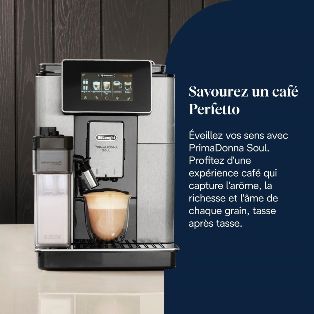 CaffeMatic PrimaDonna Soul - Perfetto Machine à Café Automatique, Argent et Noir