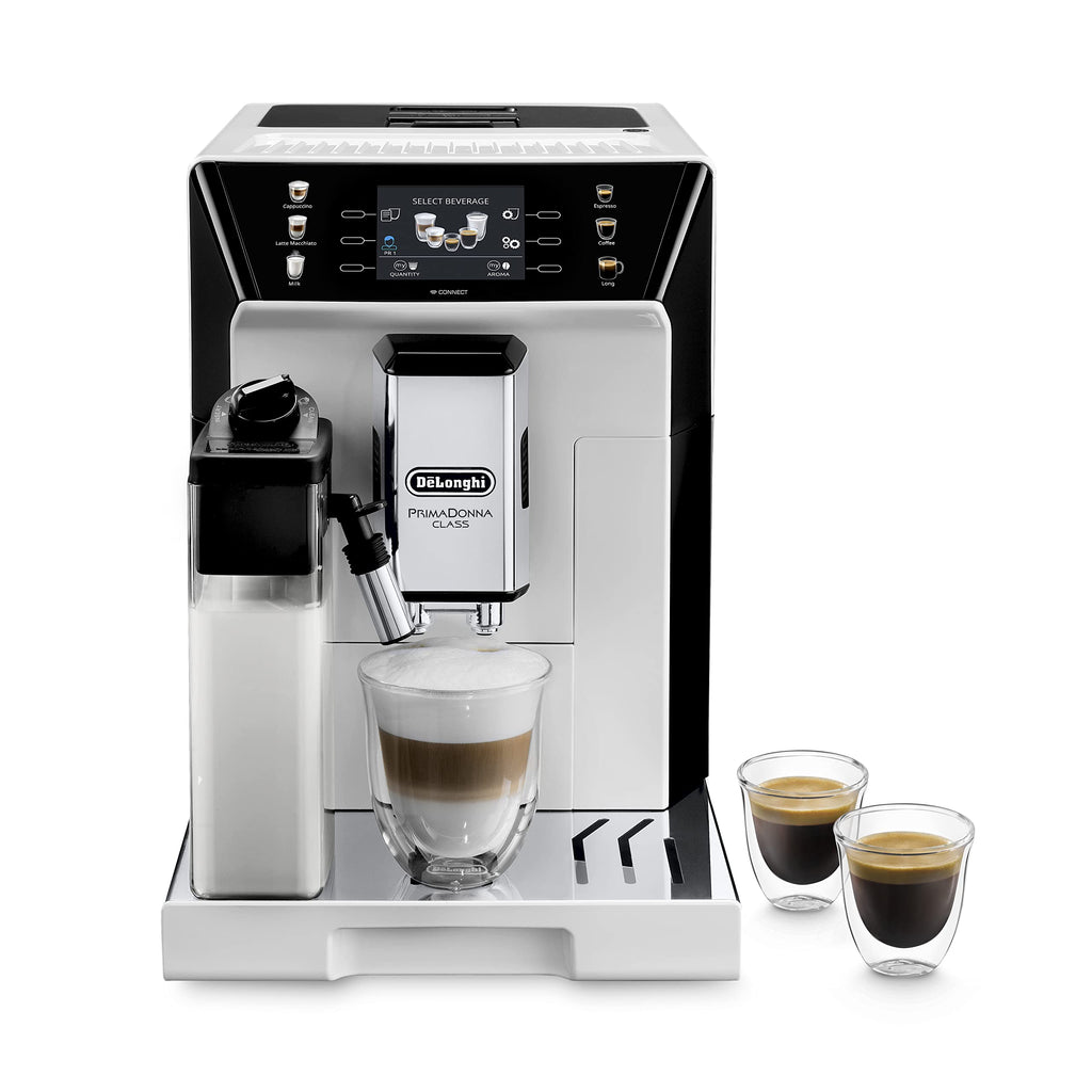 CaffeMatic PrimaDonna Class, Machine a Café Grain, Machine Expresso et Cappucino, 1450W, 2L, Blanc