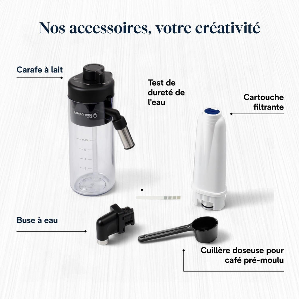 CaffeMatic Magnifica Plus - Perfetto Machine à Café Automatique avec LatteCrema Mousseur à Lait Automatique, Argent et Noir