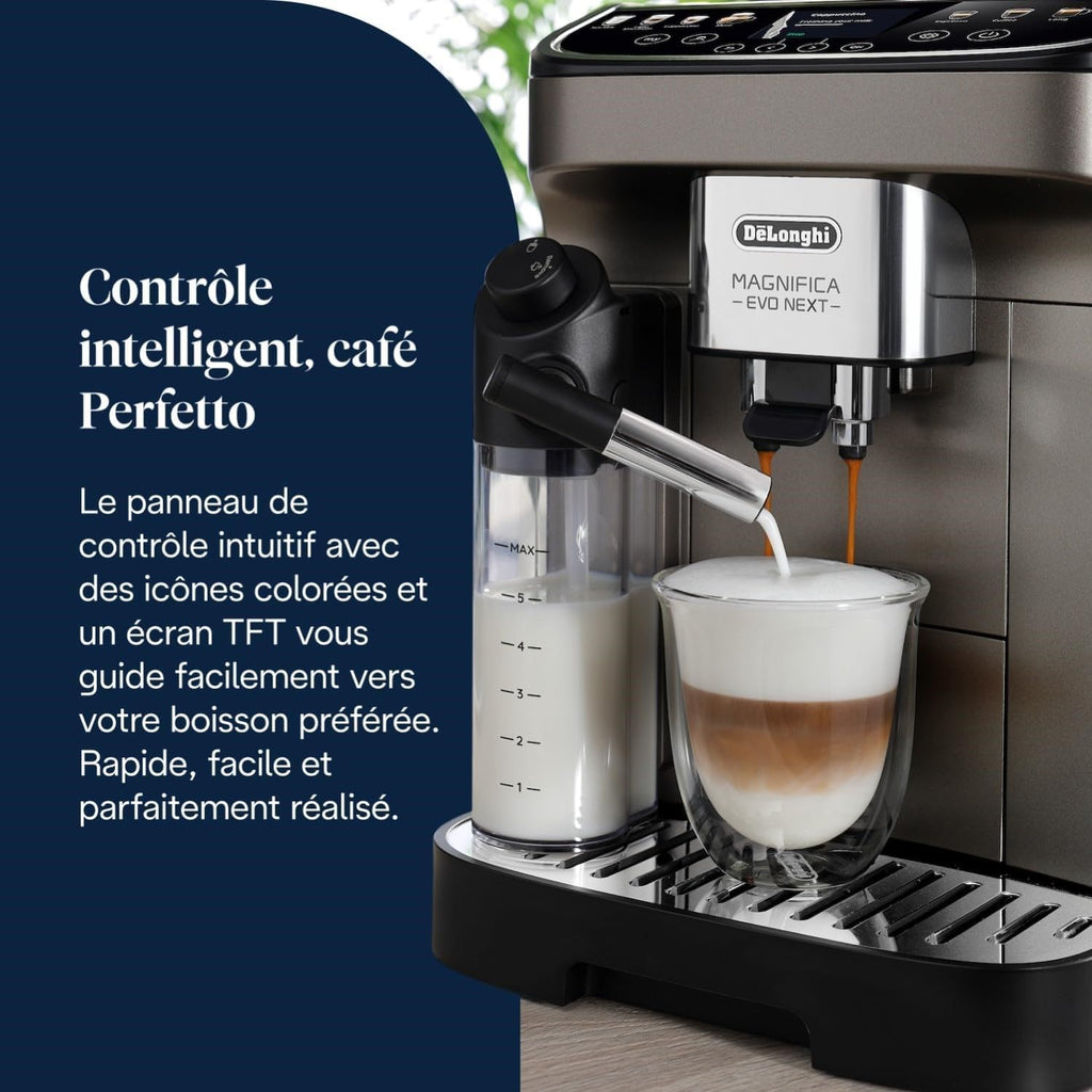 CaffeMatic Magnifica Evo Next - Perfetto Machine à Café Automatique avec LatteCrema