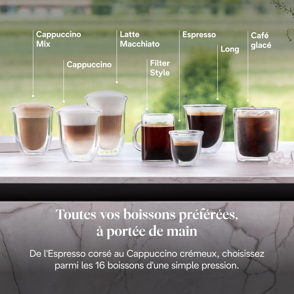 CaffeMatic Rivelia - Perfetto Machine à Café Automatique avec LatteCrema Mousseur, Blanc