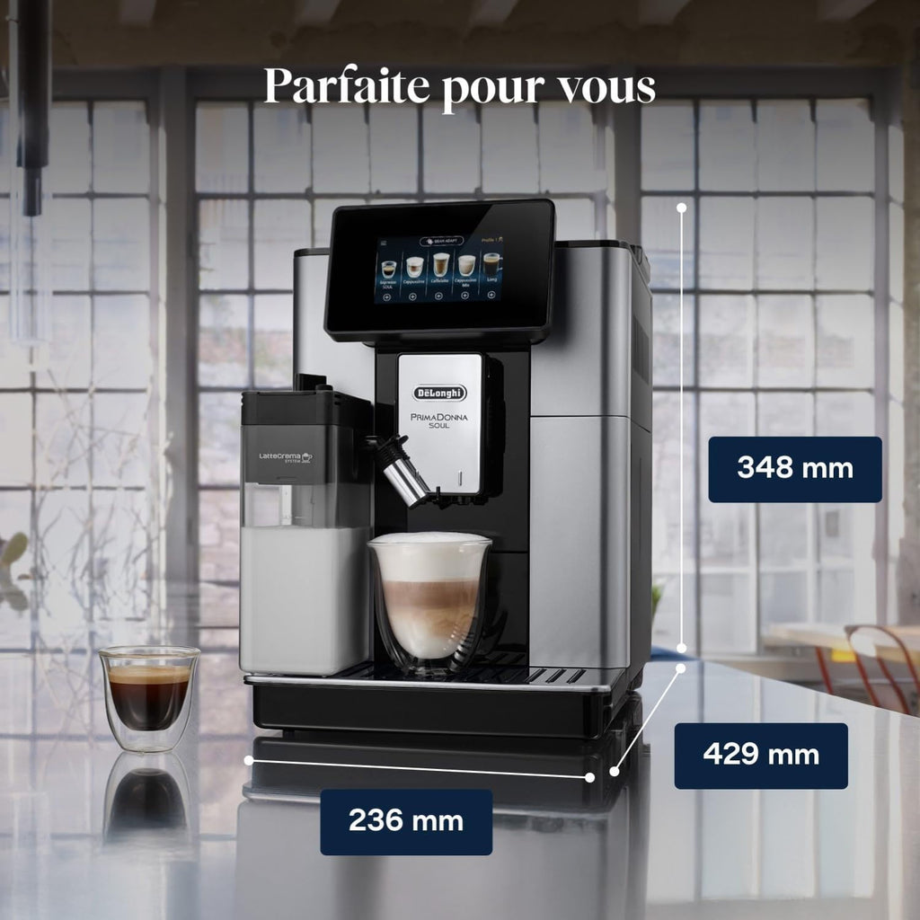 CaffeMatic PrimaDonna Soul - Perfetto Machine à Café Automatique, Argent et Noir