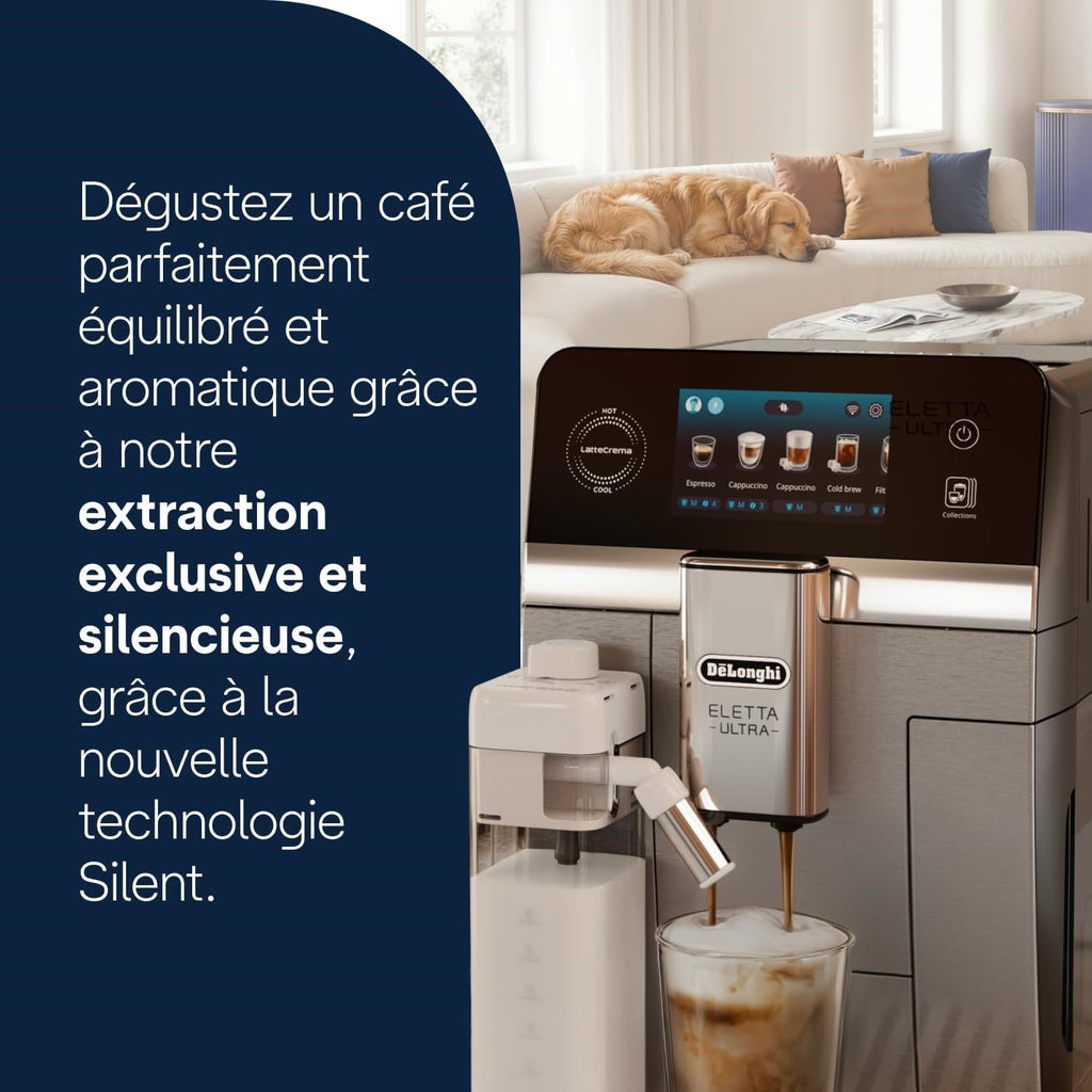 CaffeMatic Eletta Ultra - Perfetto Machine à Café Automatique, LatteCrema Mousseur à Lait Automatique, Métal