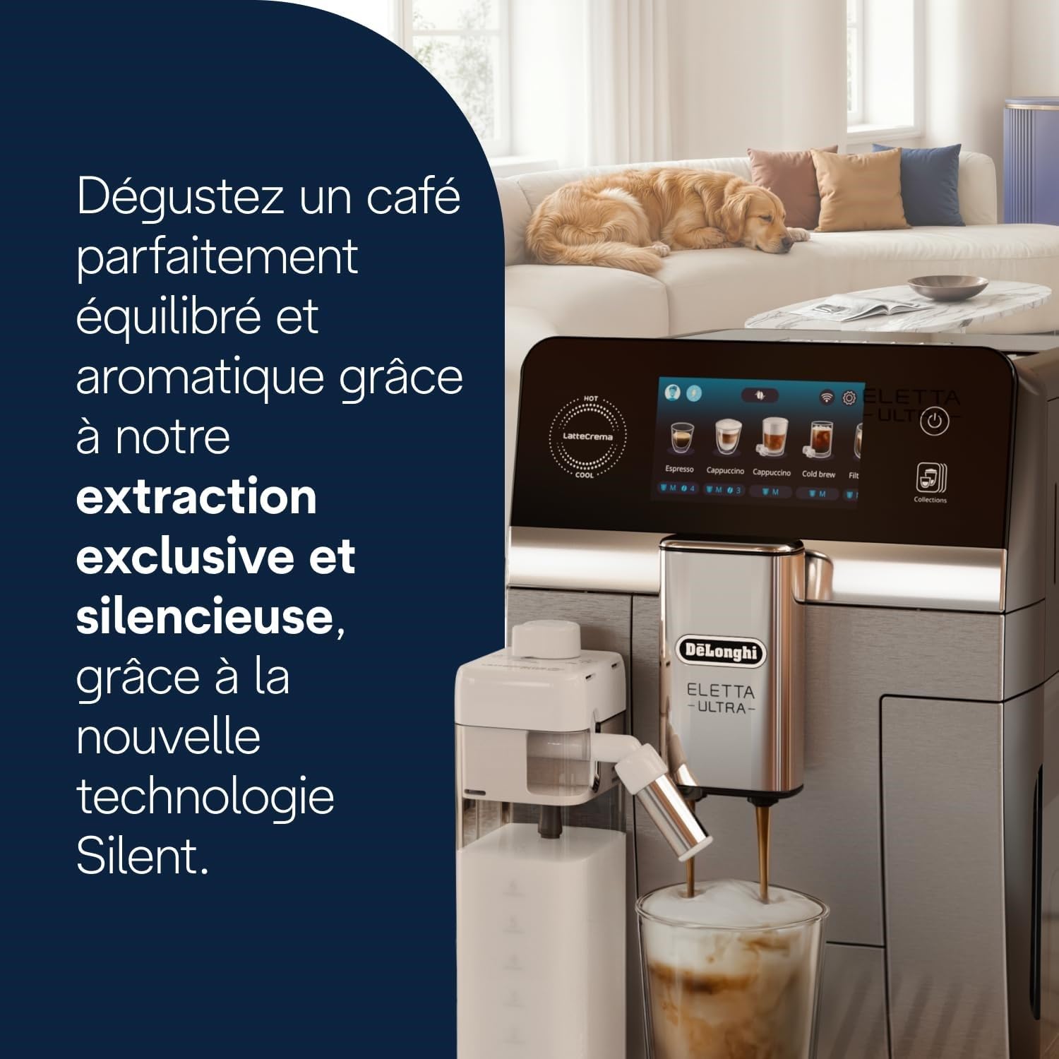 CaffeMatic Eletta Ultra - Perfetto Machine à Café Automatique, LatteCrema Mousseur à Lait Automatique, Métal