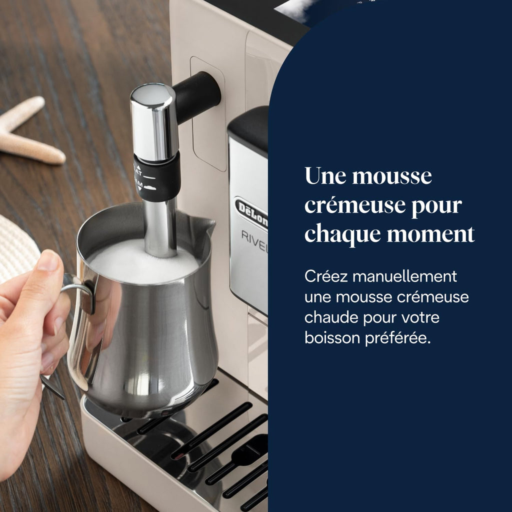 CaffeMatic Rivelia - Perfetto Machine à Café Automatique, Mousseur à Lait Classique, Beige