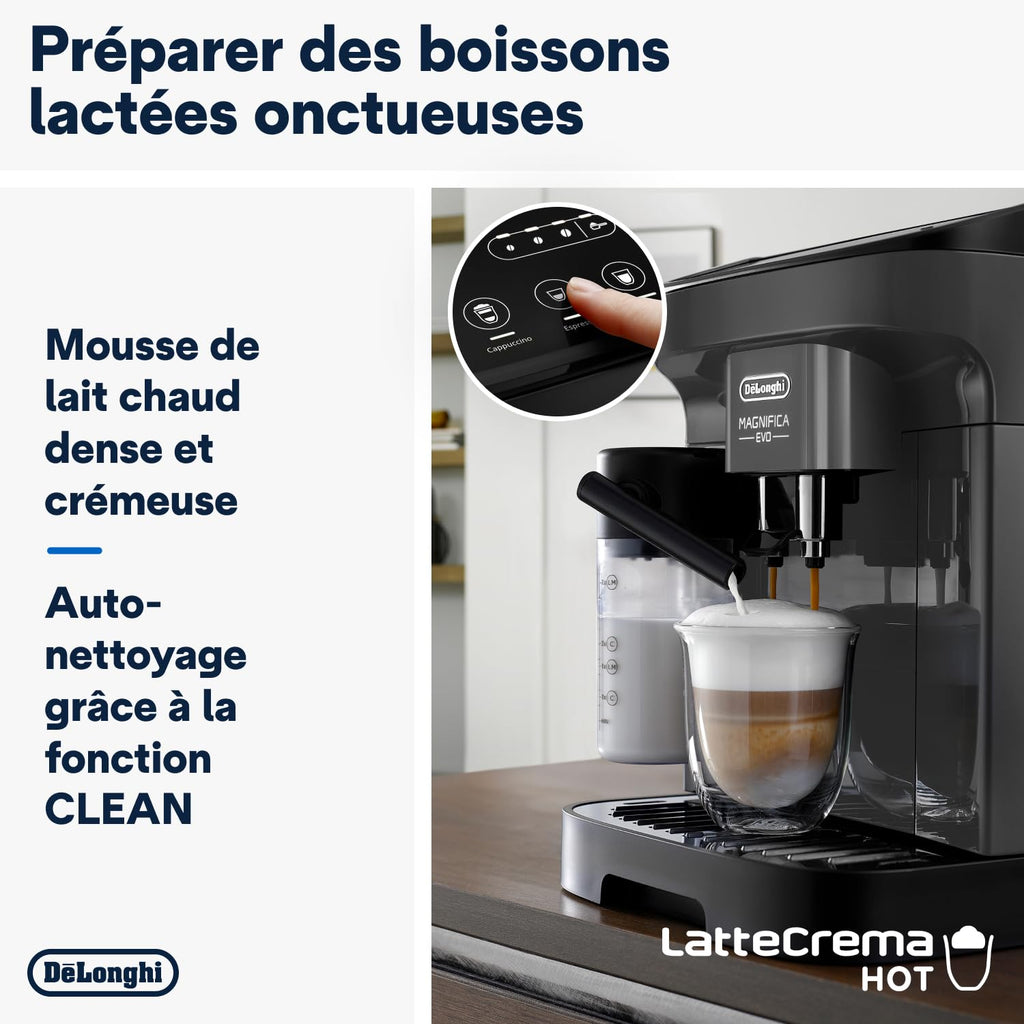 CaffeMatic Magnifica Evo - Perfetto Machine à Café Automatique avec LatteCrema Mousseur à Lait Automatique