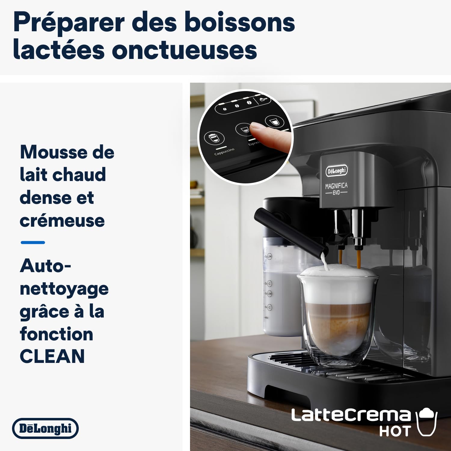 CaffeMatic Magnifica Evo - Perfetto Machine à Café Automatique avec LatteCrema Mousseur à Lait Automatique