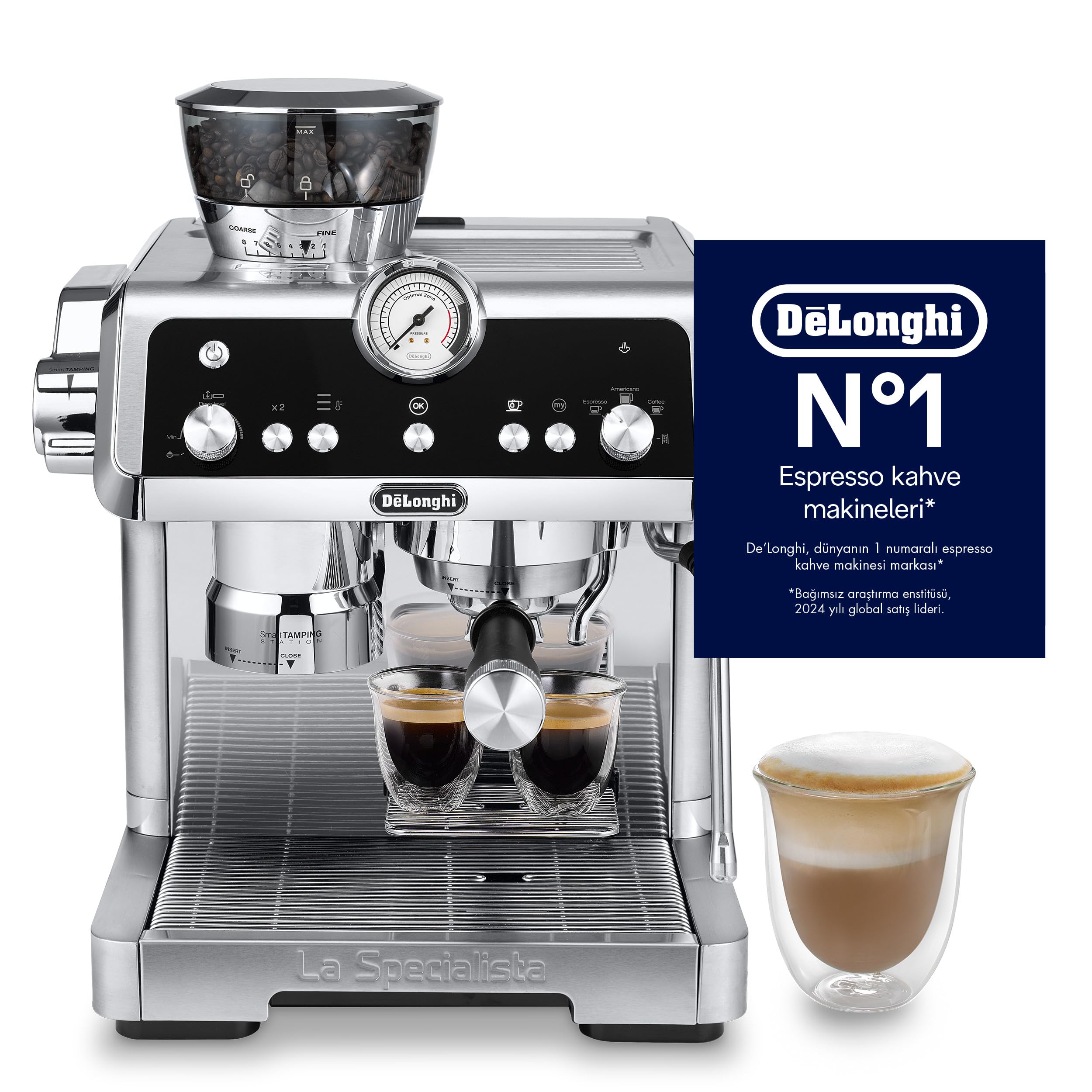 CaffeMatic Specialista Prestigio Machine à café, expresso et cappuccino avec pompe, en grains Métallique